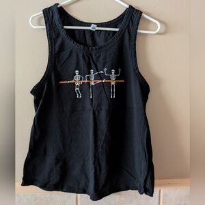 Pure Barre, Black Skeletons Tank Top, Size L